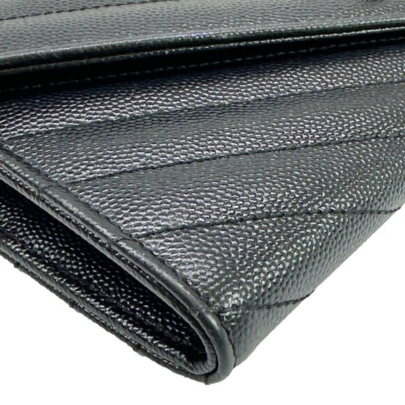 Yves Saint Laurent  Cassandra Grain De Poudre Leather Long Wallet Black - Picture 7 of 12